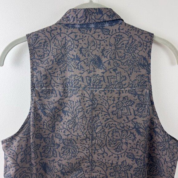 Free People Make My Day Button Front Western Style Sleep Shirt Sz XS Blue Brown - Picture 5 of 14